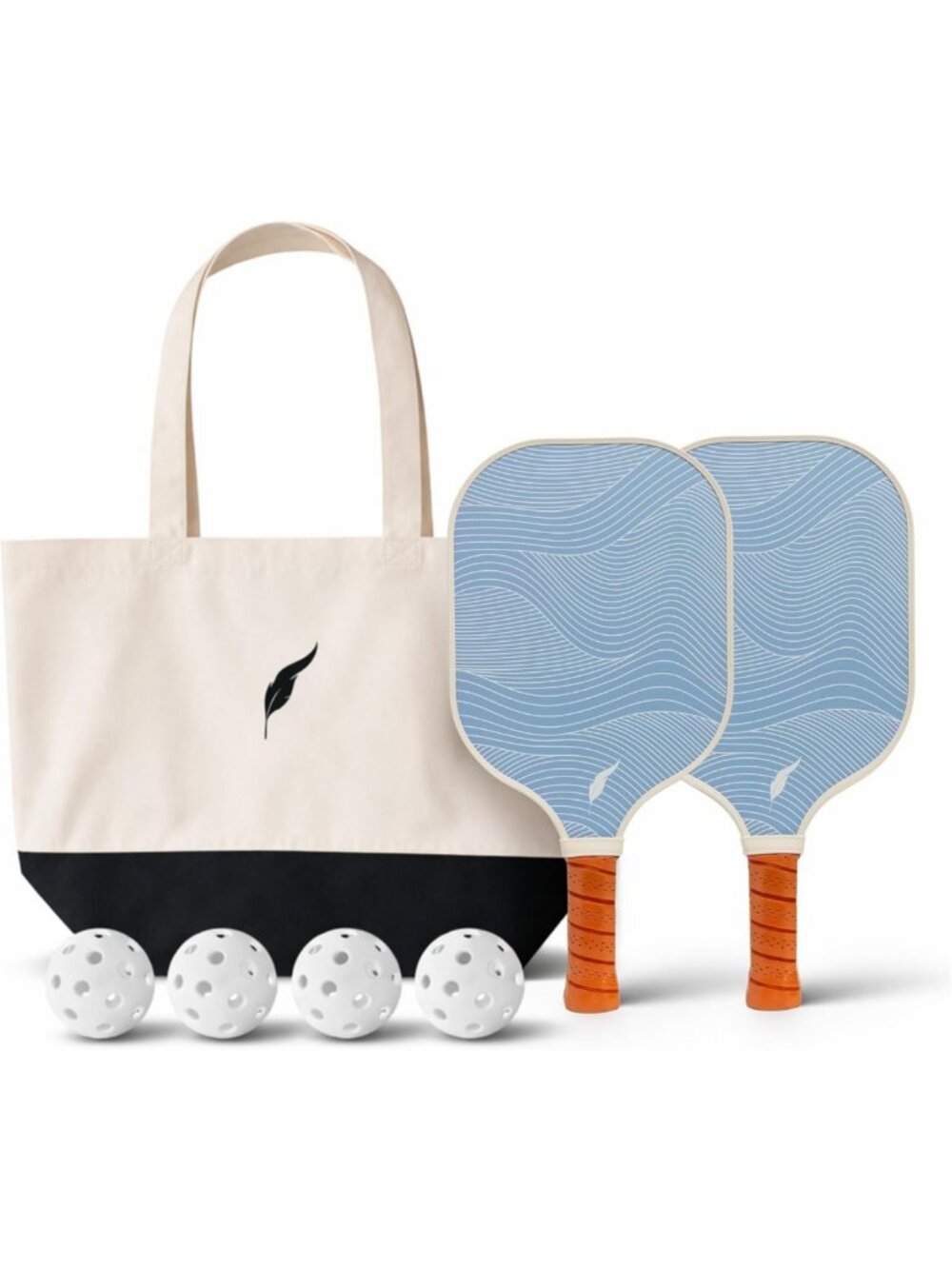 Lightweight Pickleball Paddle Set of 2 with 4 Balls & Tote - Comfort Grip